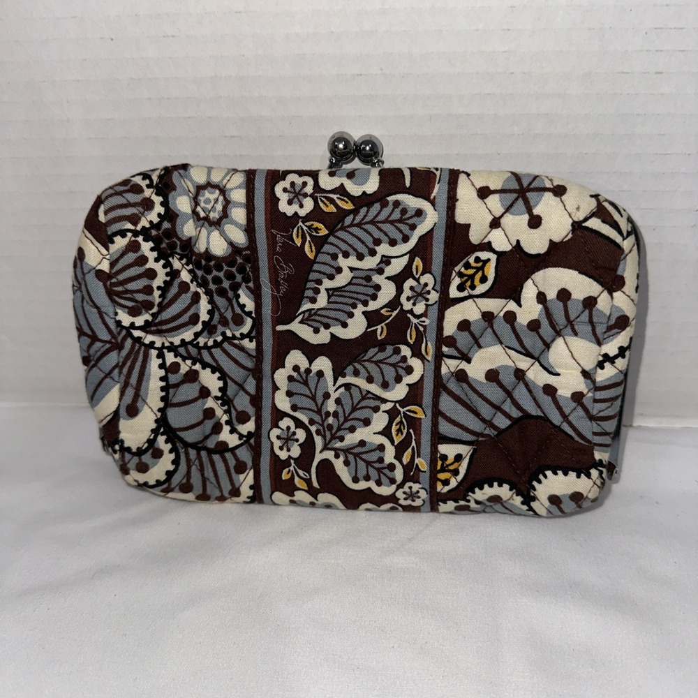VERA BRADLEY Slate Blooms Kiss & Make Up Cosmetic Bag
